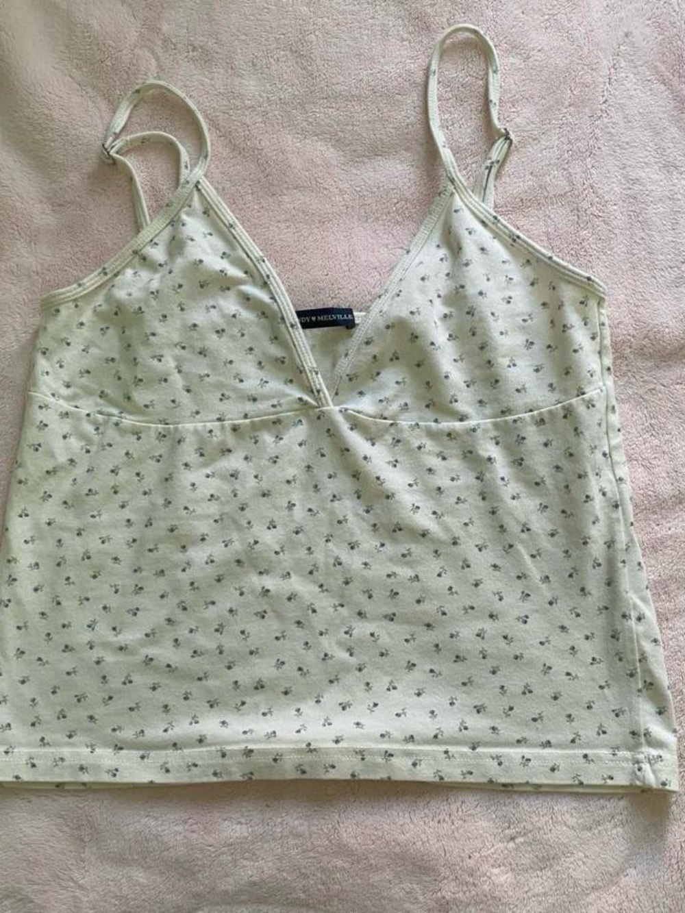 Brandy Melville cream and blue floral tank top